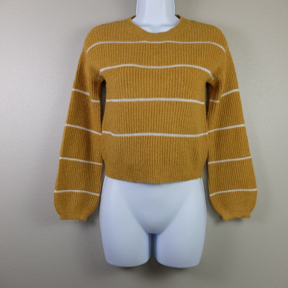 Evsie Yellow Striped Long Sleeve Sweater Girls Size Small NWT